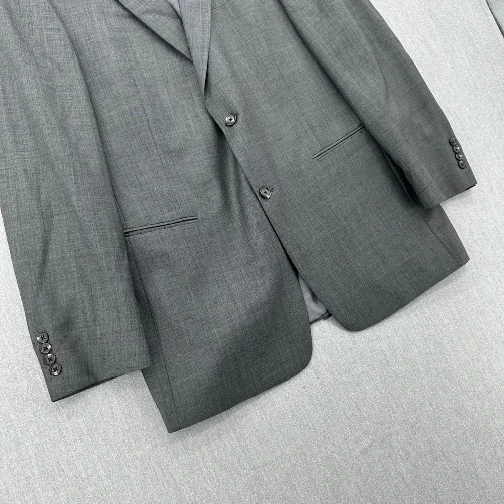Hart Schaffner Marx Blazer Mens 42L Gray Two Button Suit Jacket Wool Blend
